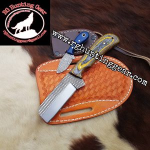 Custom Handmade Rasp Steel Bull Cutter knife With Mini Knife As A Gift