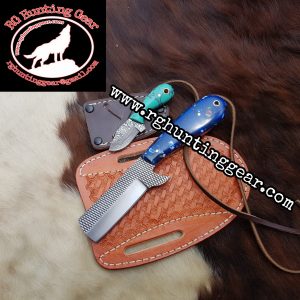 Custom Handmade Rasp Steel Bull Cutter knife With Mini knife As A Gift