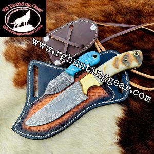 Handmade Damascus Steel Cowboy Skinner Knife With Mini Knife As A Gift