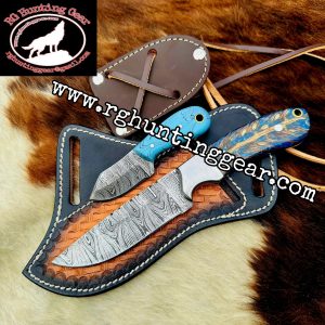 Custom Handmade Damascus Steel Cowboy Skinner Knife with Mini knife As A Gift