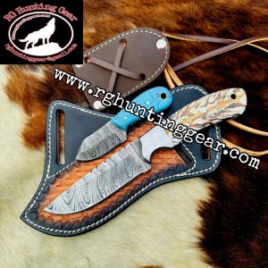 Custom Handmade Damascus Steel Cowboy Skinner Knife with Mini knife As A Gift